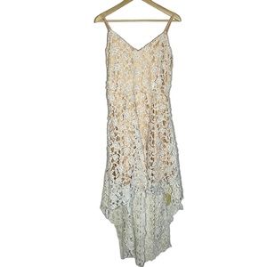 Ashir Aley V Neck White Lace Dress Women Size Large Cocktail Evening Party Dress